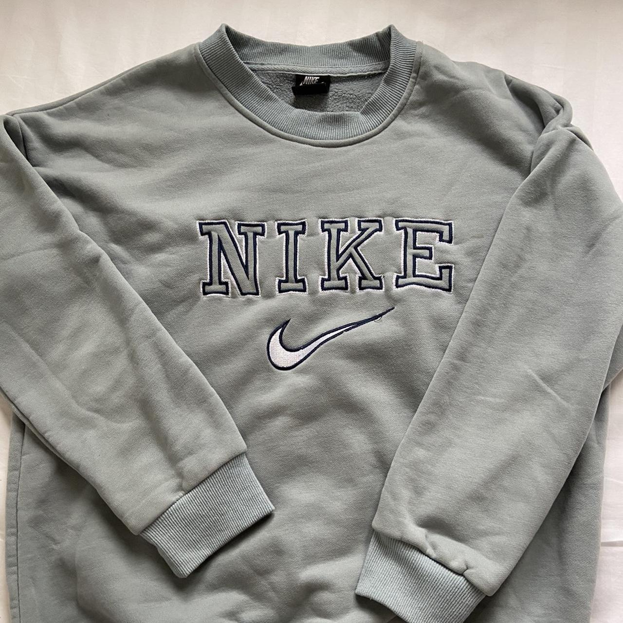 Nike Women's Blue and Grey Sweatshirt | Depop