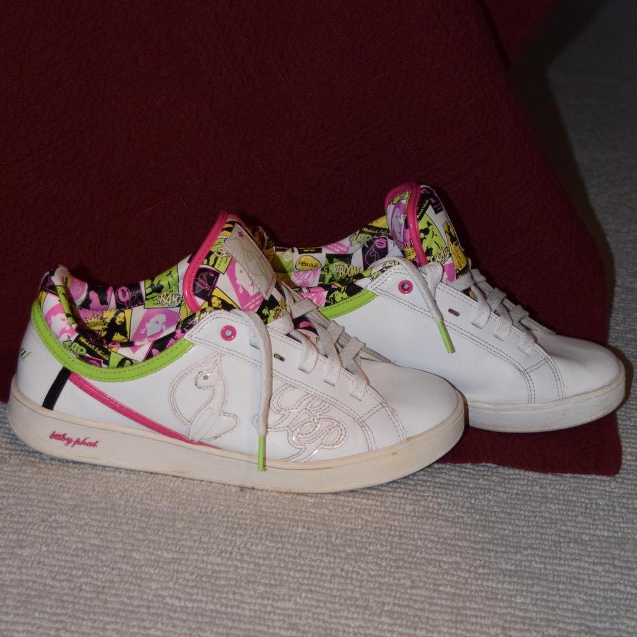 Baby Phat Women's Pink and White Trainers | Depop