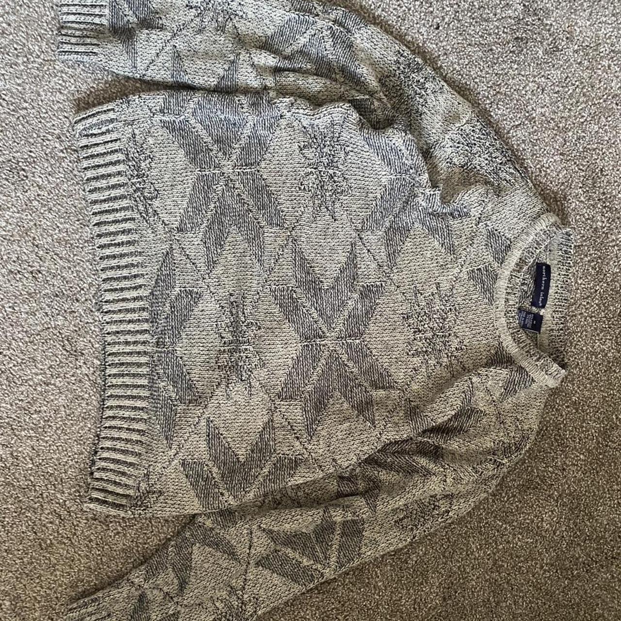 Men's Sweater - Grey/Blue - M – Cream and white s… - image 1