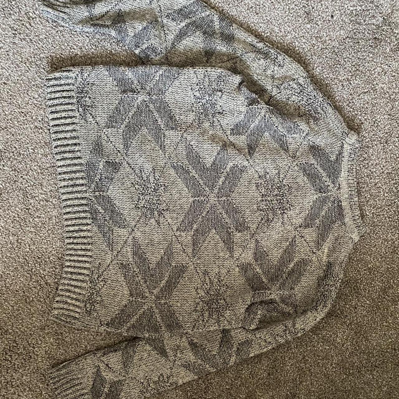 Men's Sweater - Grey/Blue - M – Cream and white s… - image 2