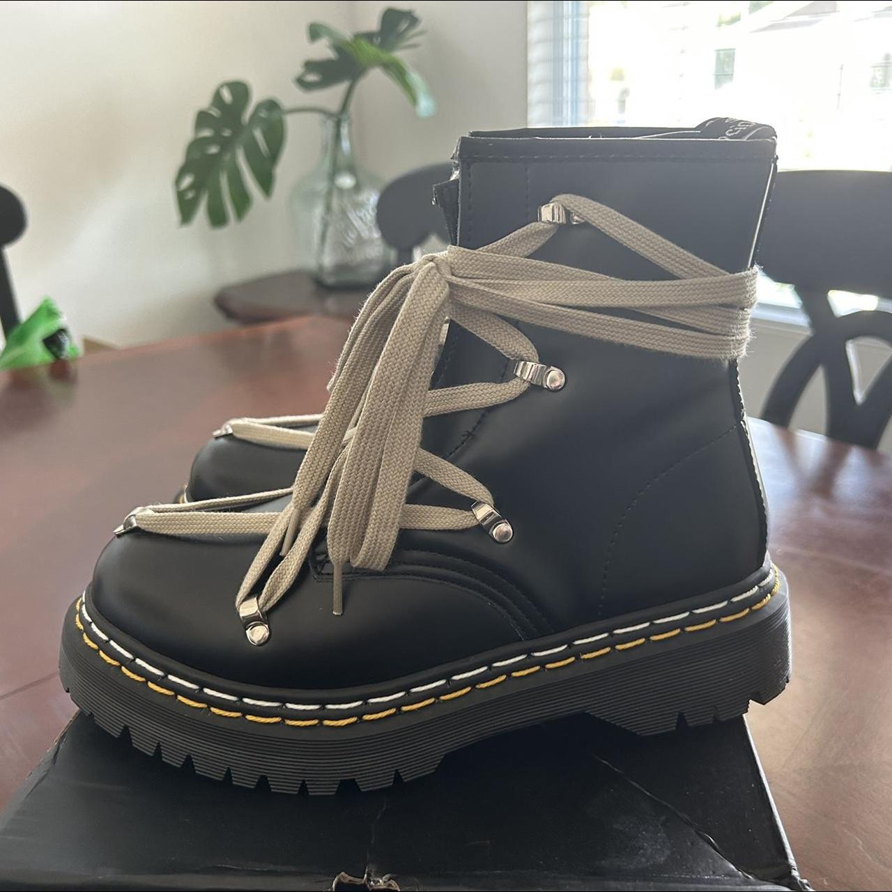 Rick Owens Women's Black and Yellow Boots | Depop