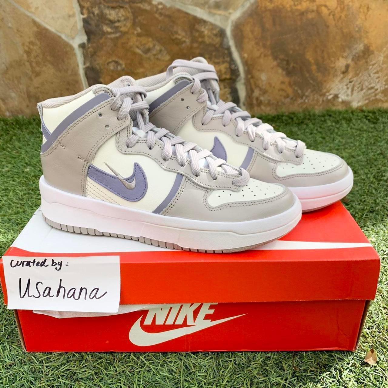 Nike dunk high grey white blue shoes Women’s 7... - Depop