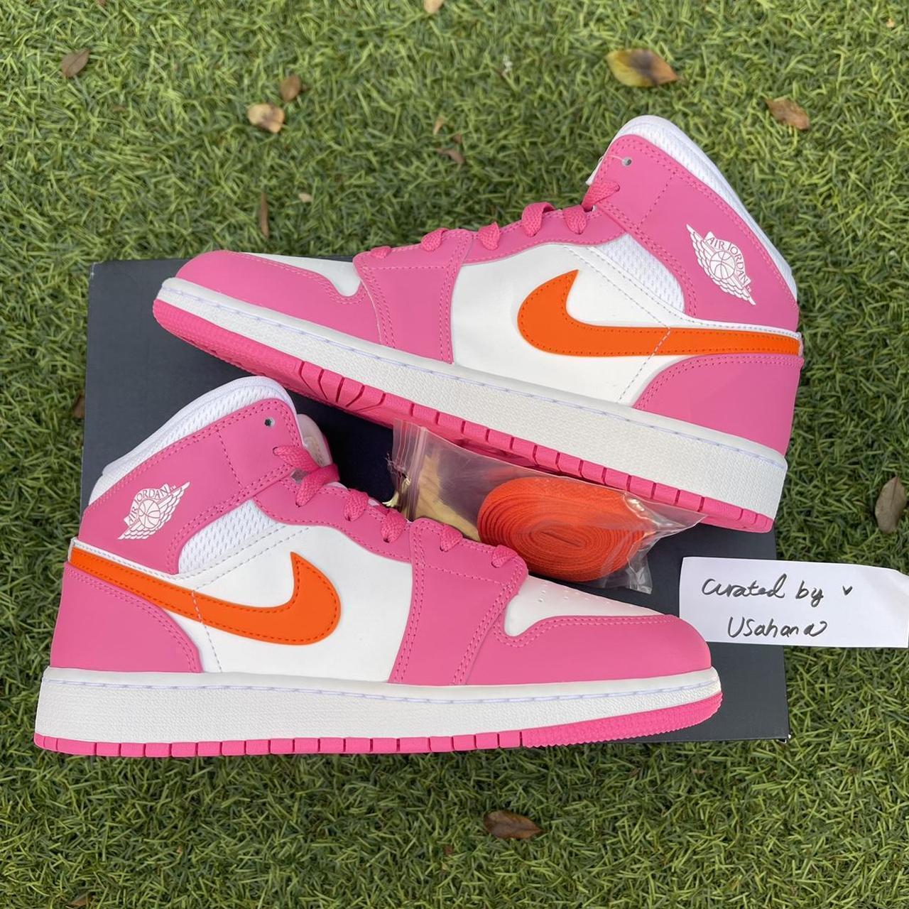 Nike Air Jordan 1 Mid Gs Pink Orange Shoes Brand Depop 6355