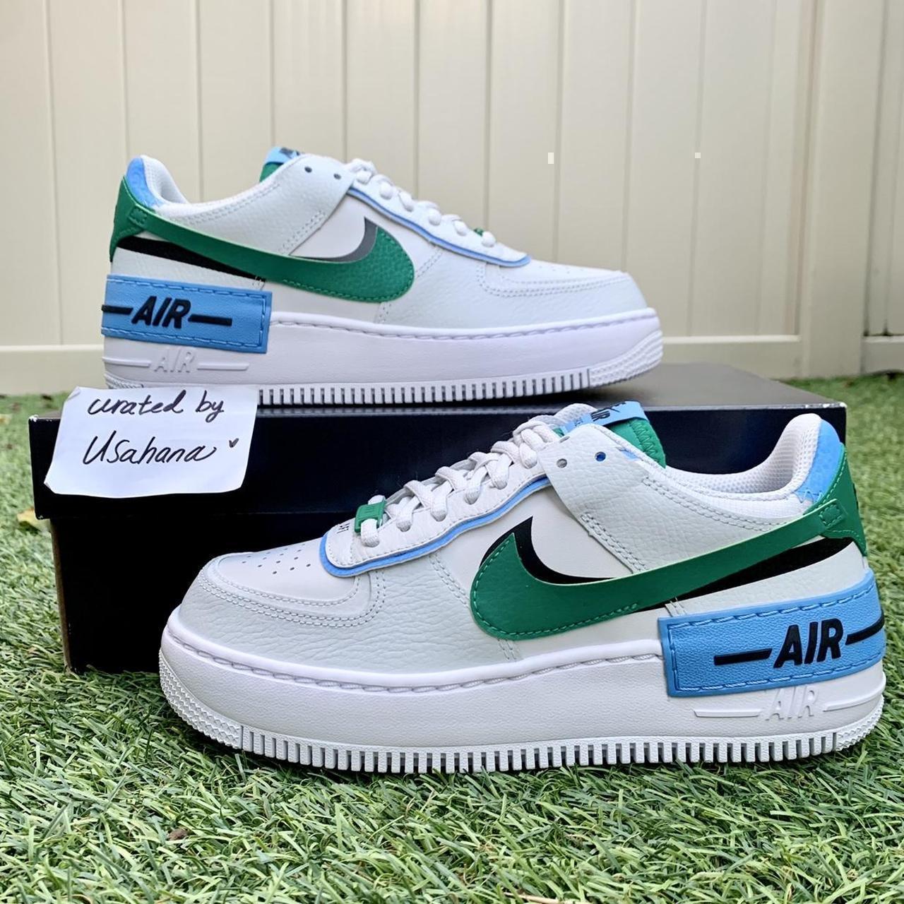 Air Force Blue And Green Nike Trainers Nike Air Force Shadow White