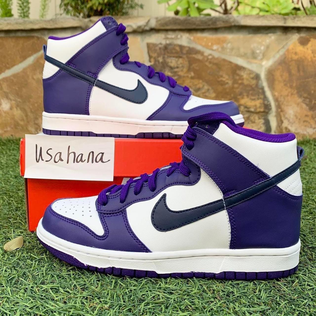 Nike dunk high GS purple shoes 5.5 youth | women's... - Depop