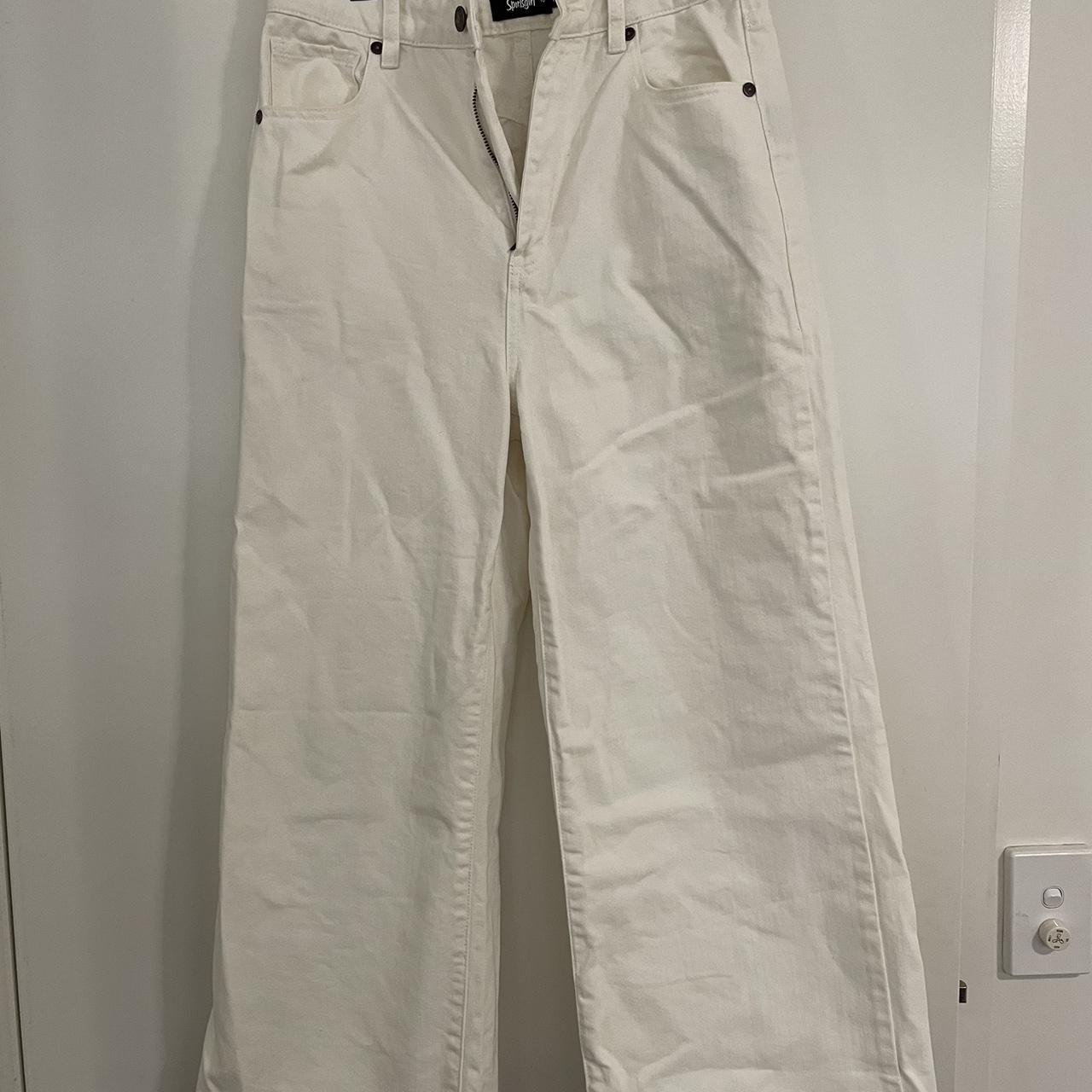 Sportsgirl white cropped wide leg jeans size 10. For... - Depop