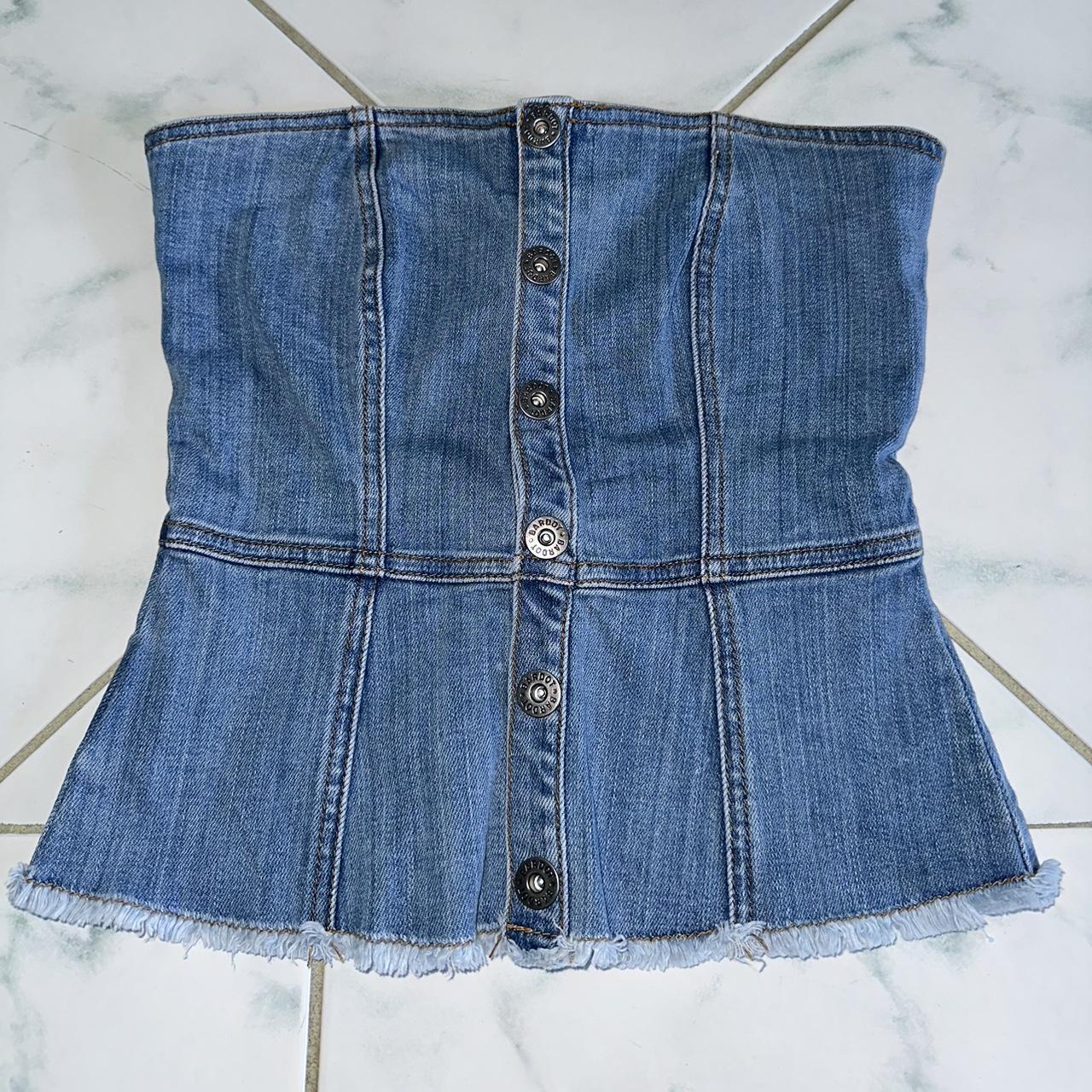 Denim boob tube top Wore this a couple of times,... - Depop