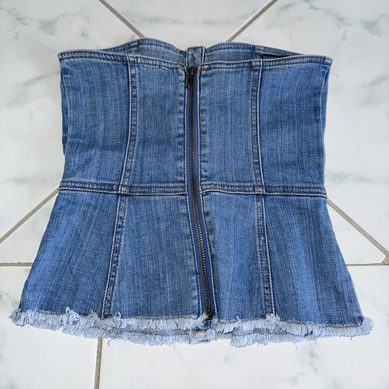 Denim boob tube top Wore this a couple of times,... - Depop