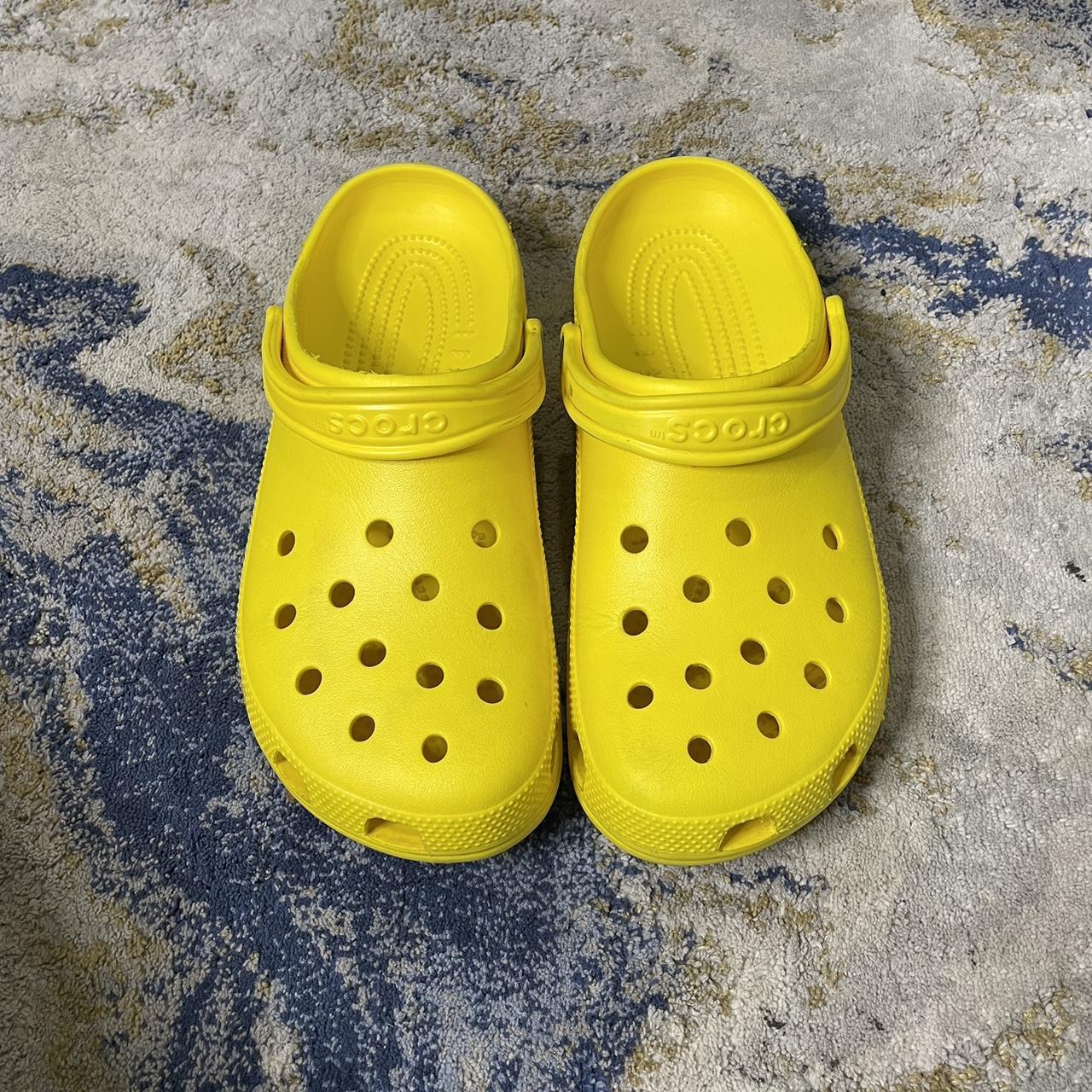 Crocs Men's Yellow Slippers Depop