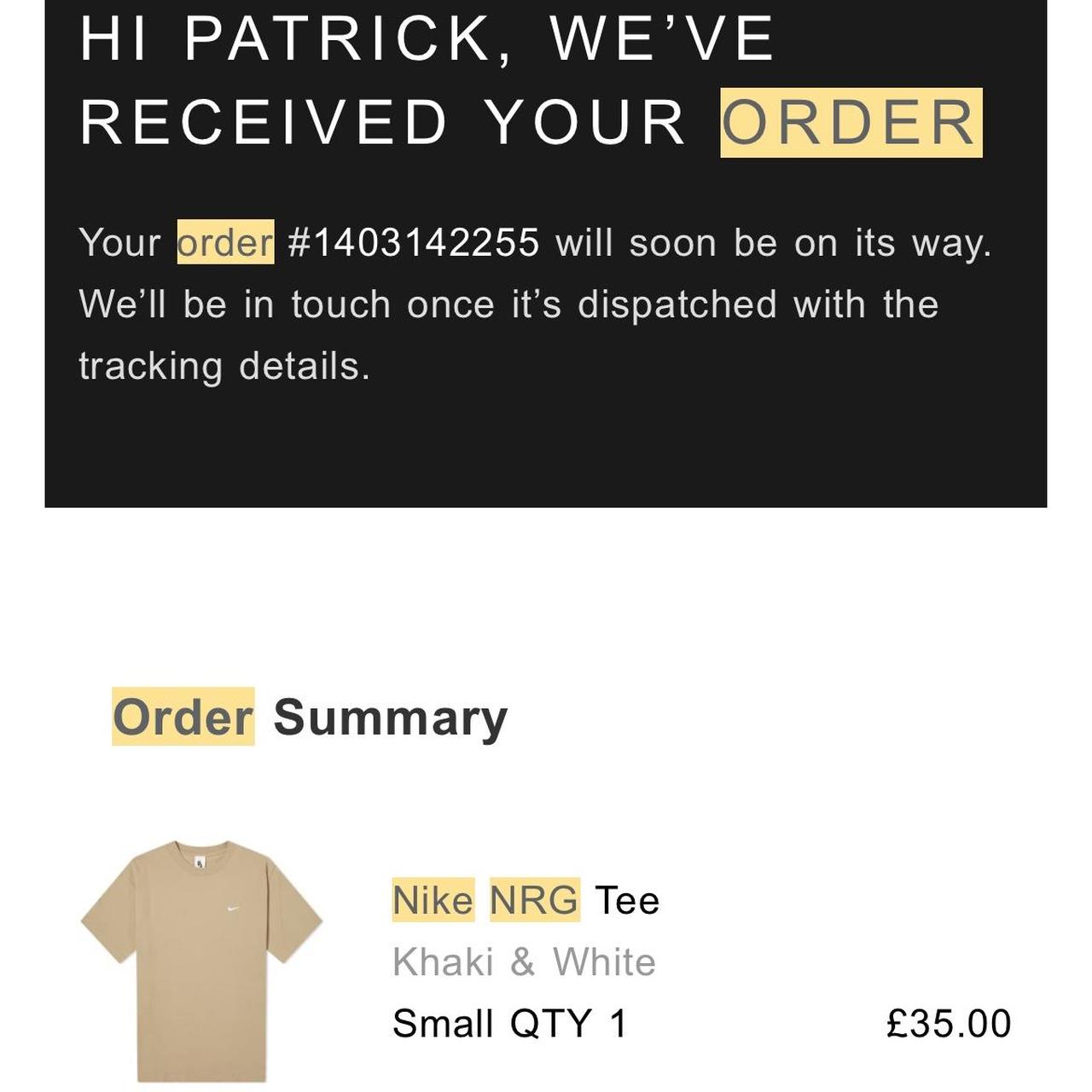 Dispatched Nike Order Tracking 100% Authentic Nike NRG Premium