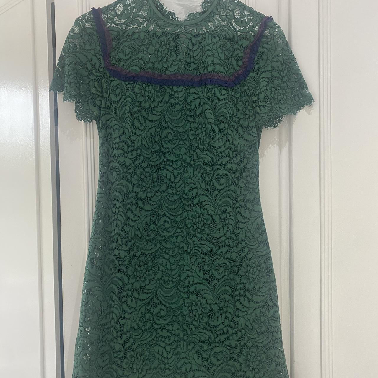 Stunning Sandro dark green lace dress. Size 8. Worn... - Depop