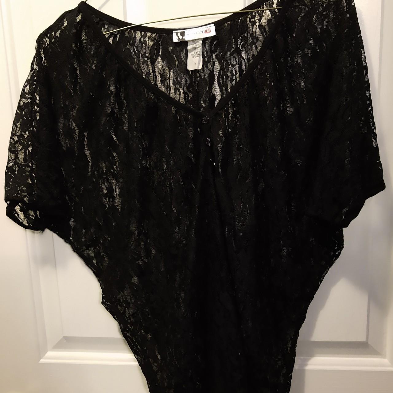 Black Lace Short Sleeve Over The Head Coverup With Depop