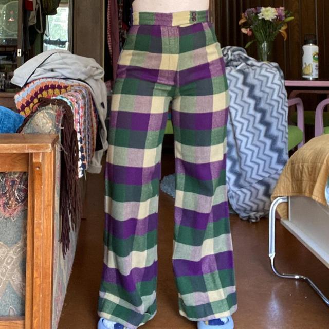 Vintage 1970's Baby Blue Palazzo Bell Bottom Pants. - Depop