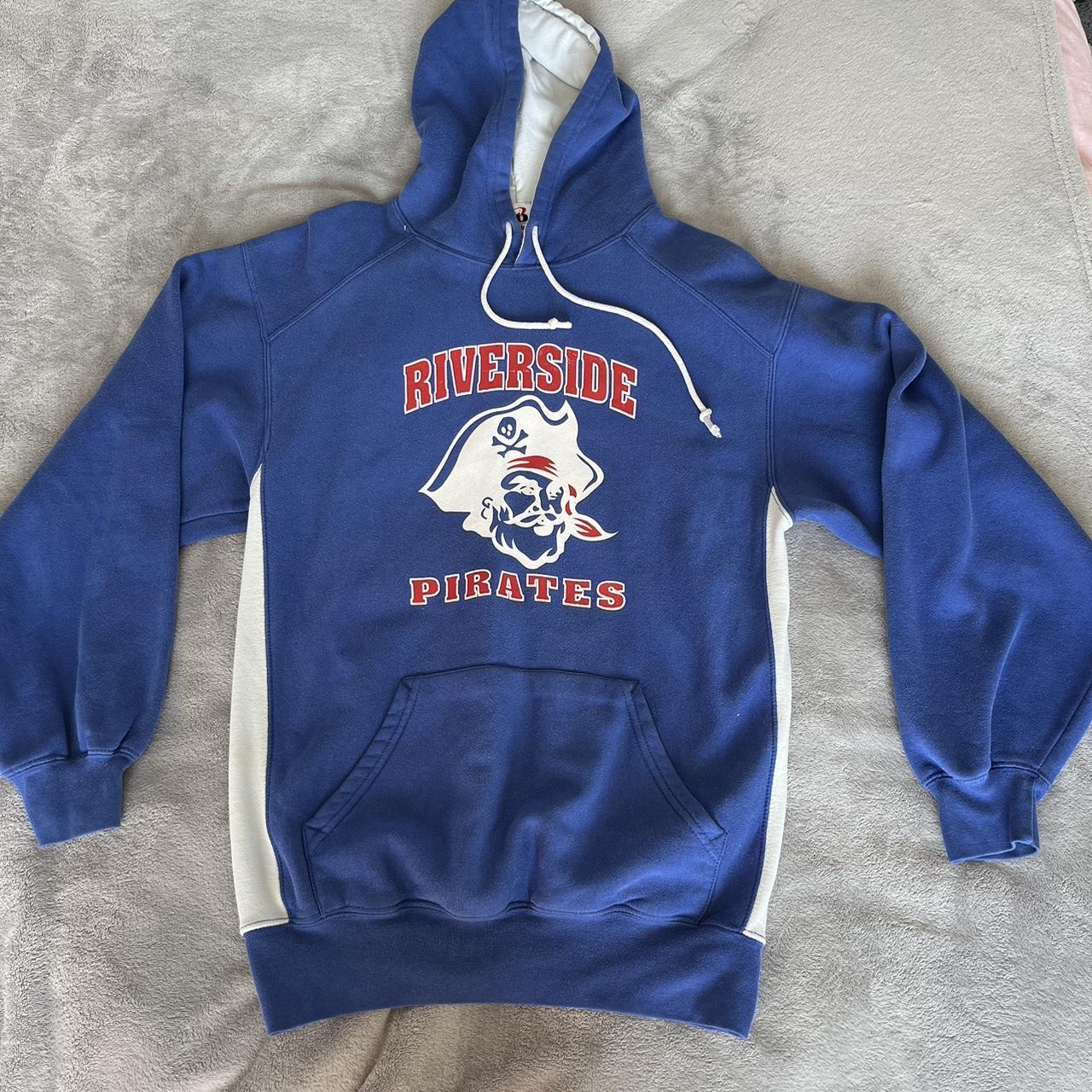 Women's Blue and White Hoodie | Depop