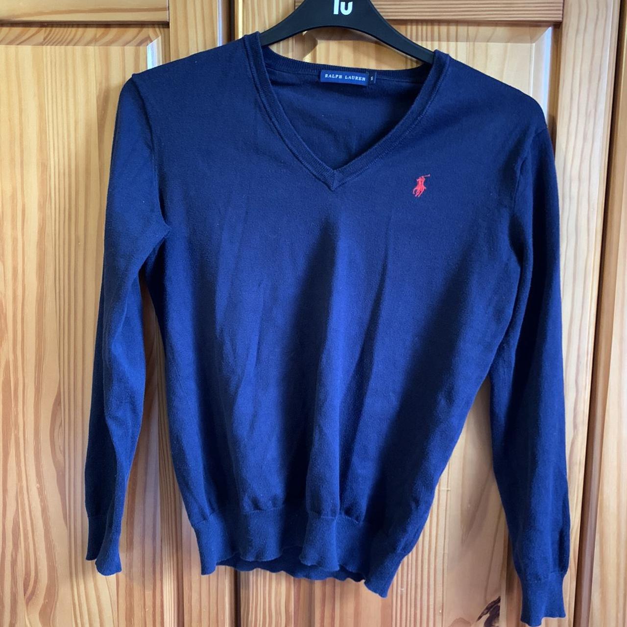 Ralph Lauren Women's Navy and Blue Jumper | Depop