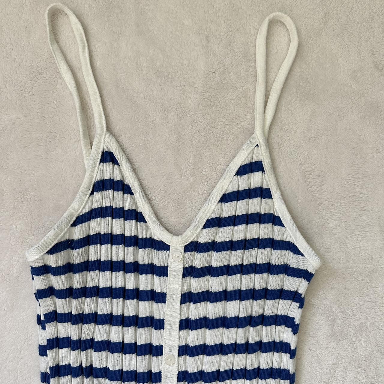 Midi blue and white stripped dress Brand: Zara... - Depop