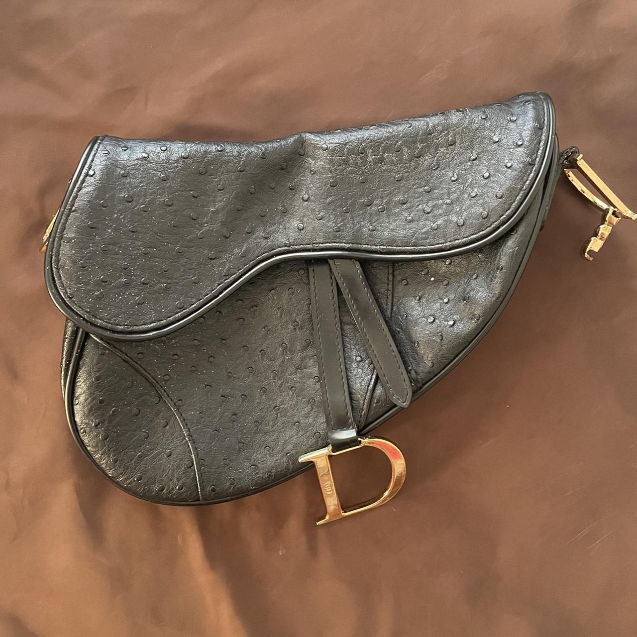 CHRISTIAN DIOR Vintage Ostrich Saddle Bag