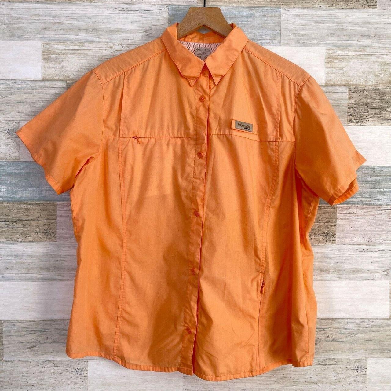 orange columbia fishing shirt