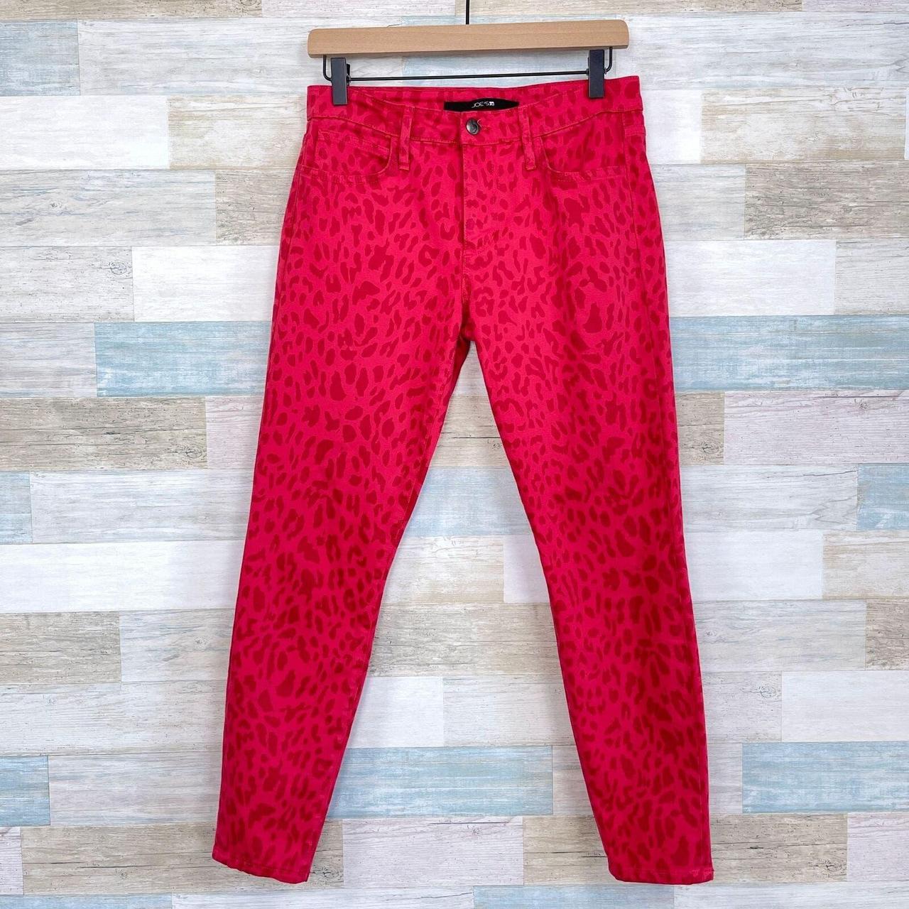 Red Leopard Print Low Rise Skinny Jeans