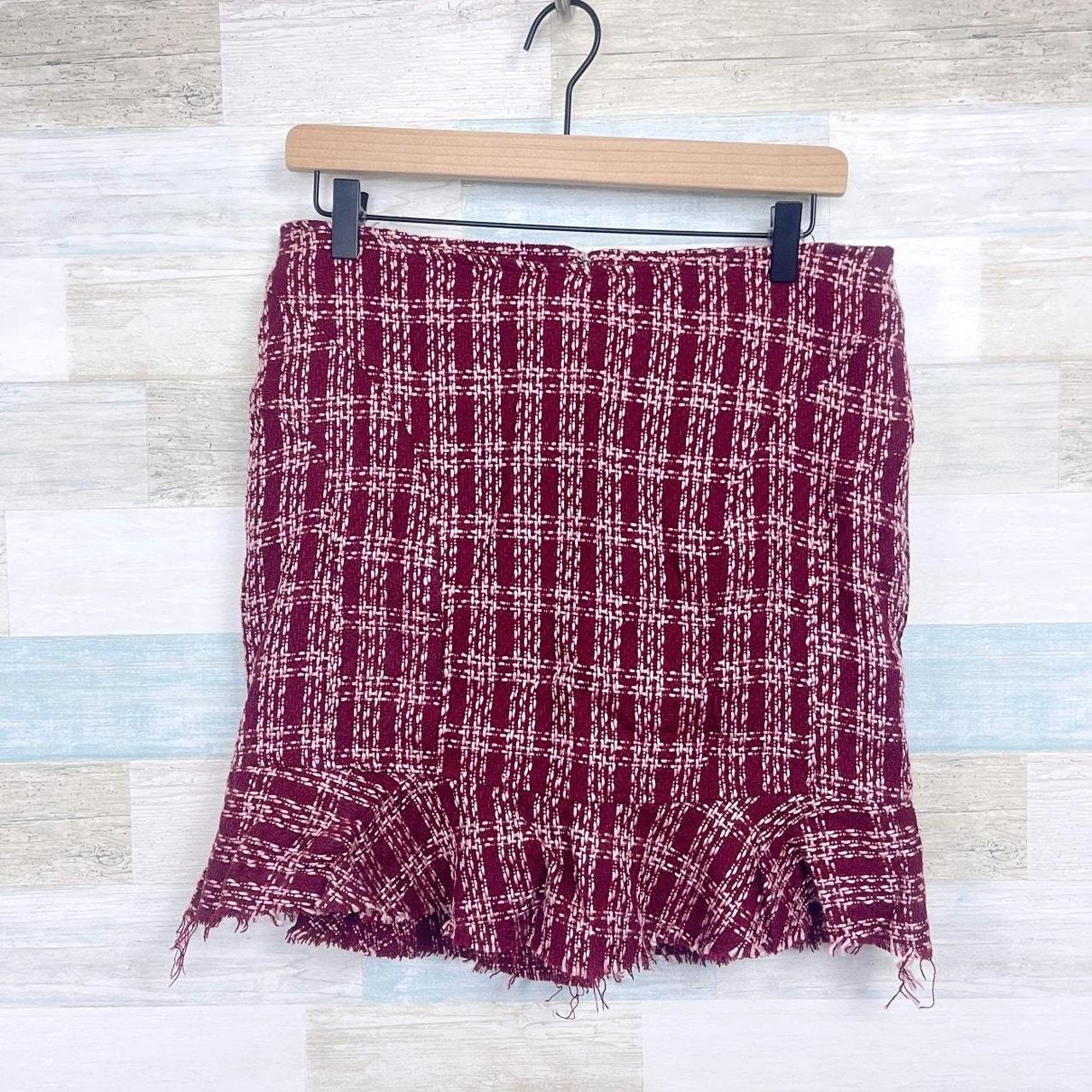 GUESS Vintage 90s Tweed Fringe Trumpet Skirt