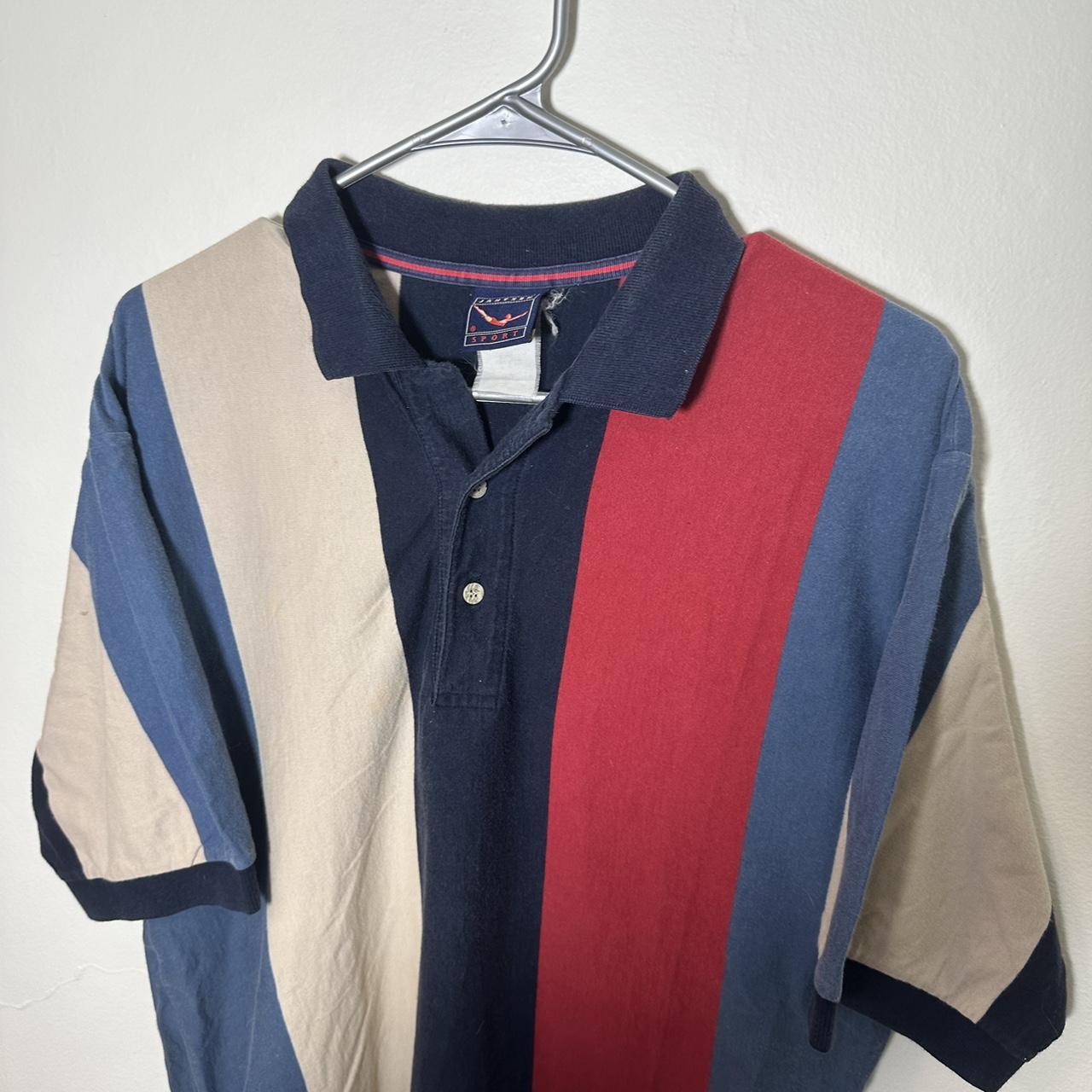 Vintage Men’s Jantzen Sport Striped Polo Shirt... - Depop