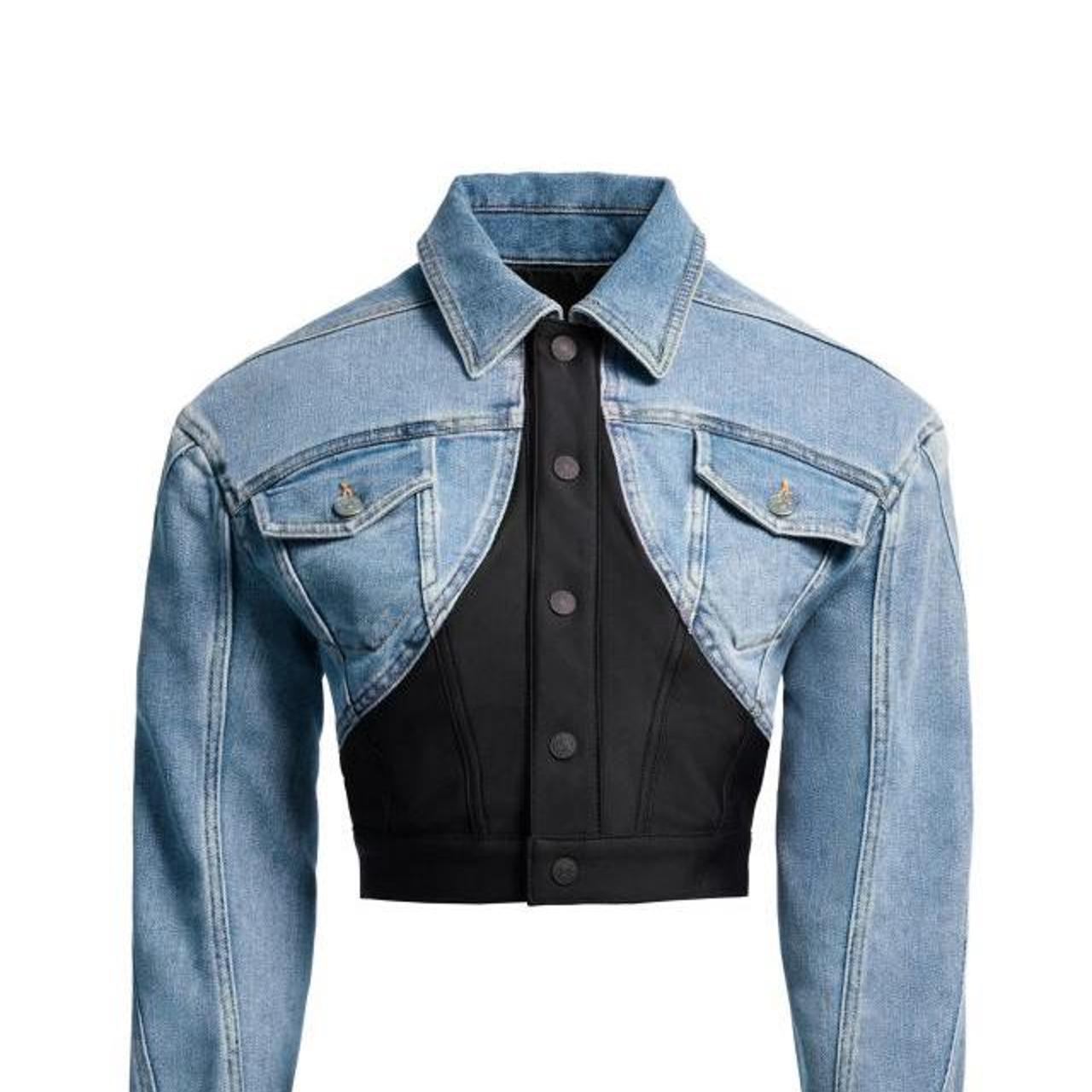 Mugler H&M Defined-waist Denim Crop Jacket Crop | Depop