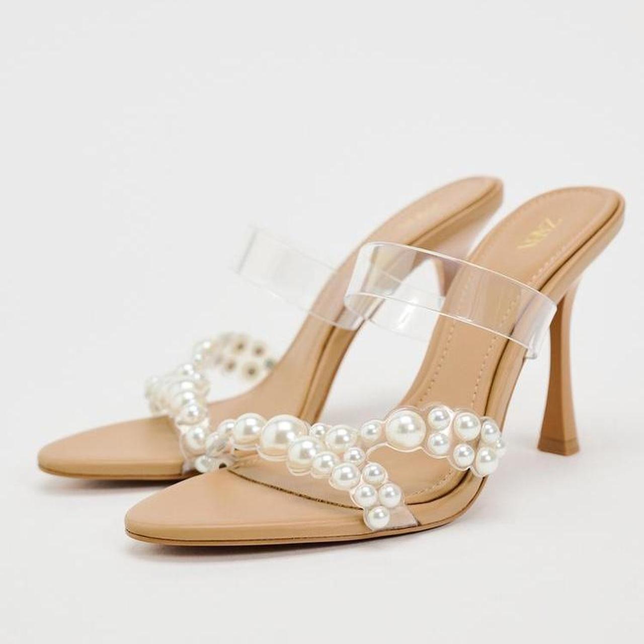 HEELED VINYL SANDALS WITH FAUX PEARLS Depop