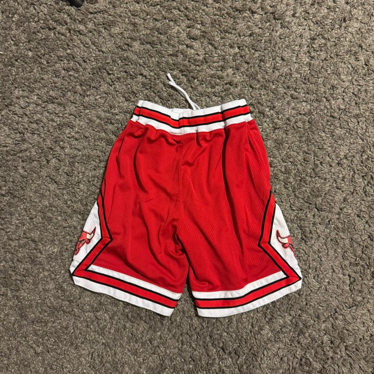 Red and white Chicago Bulls shorts #NBA Depop
