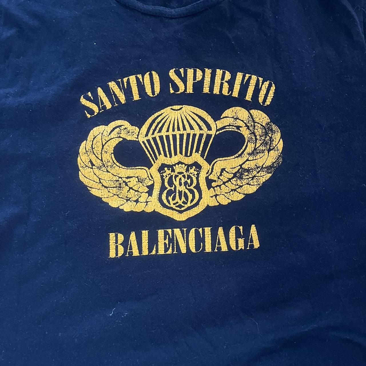 Vintage Navy Santo Spirito Balenciaga T-shirt in... - Depop