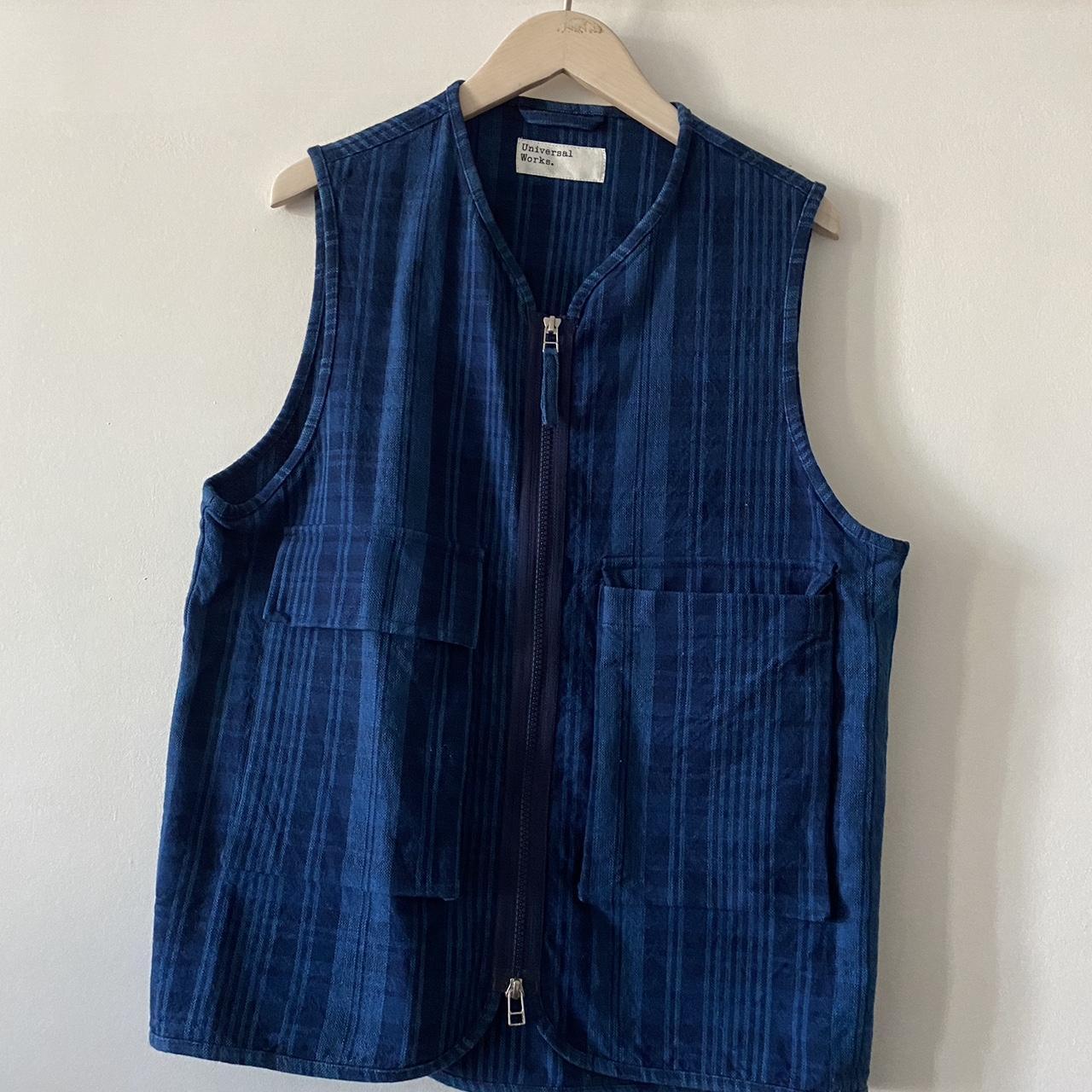 Universal Works indigo vest in S would fit women’s... - Depop