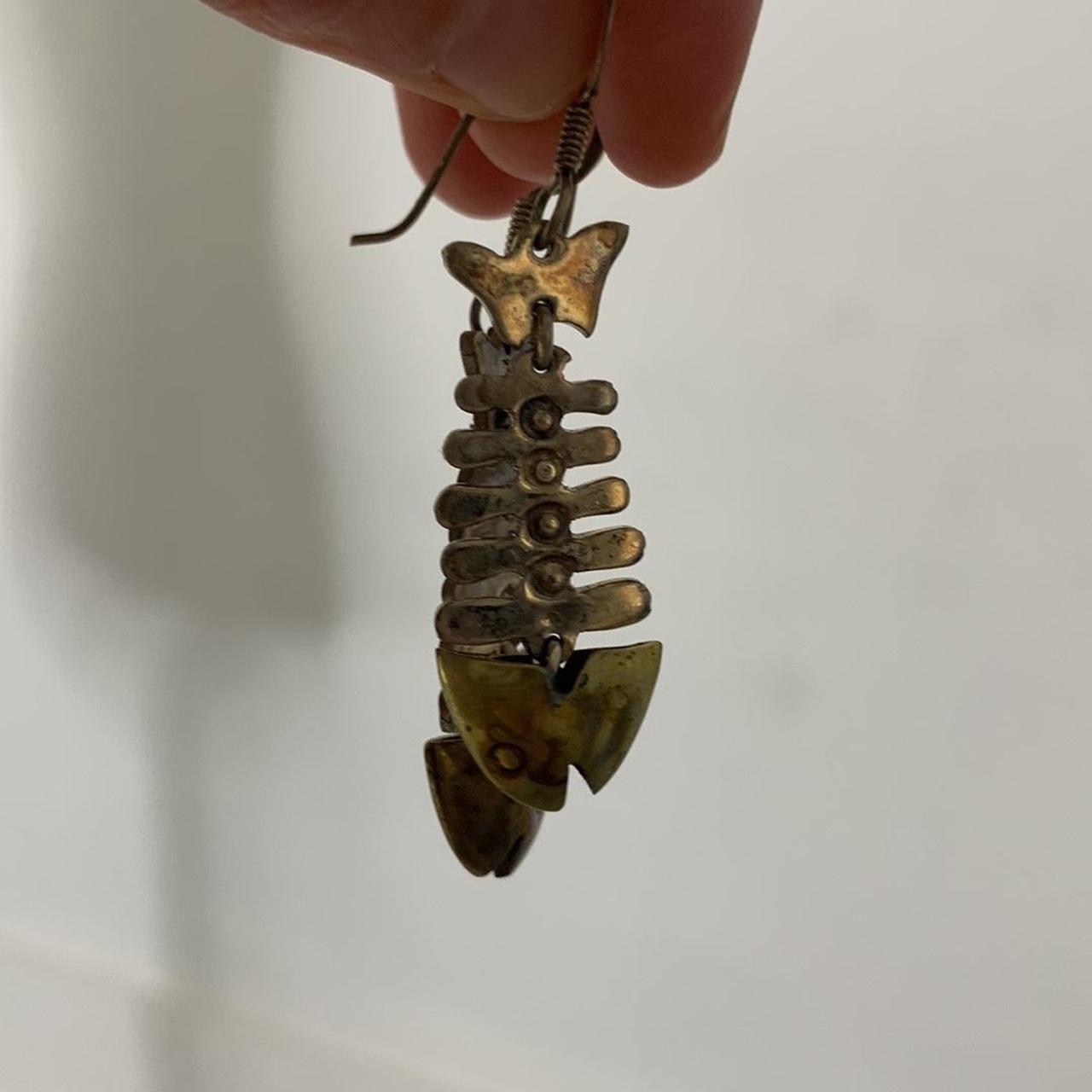 Vintage Mexican Silver Articulated Fish Earrings... Depop
