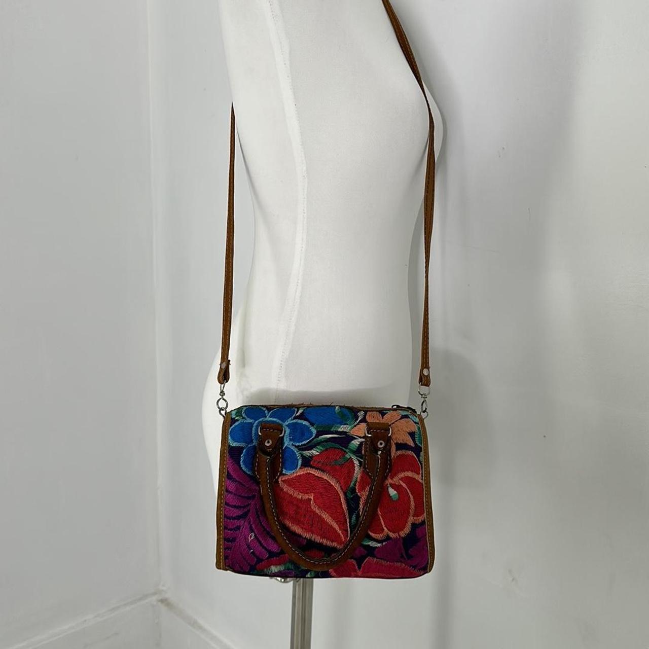 Vintage Mexican Embroidered Floral Crossbody Bag... - Depop