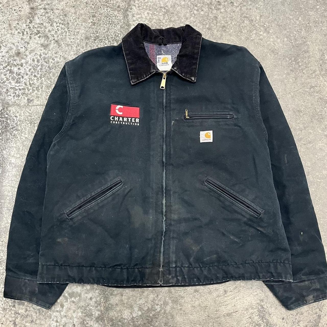 90s Faded Black Carhartt Detroit Jacket No Major - Depop