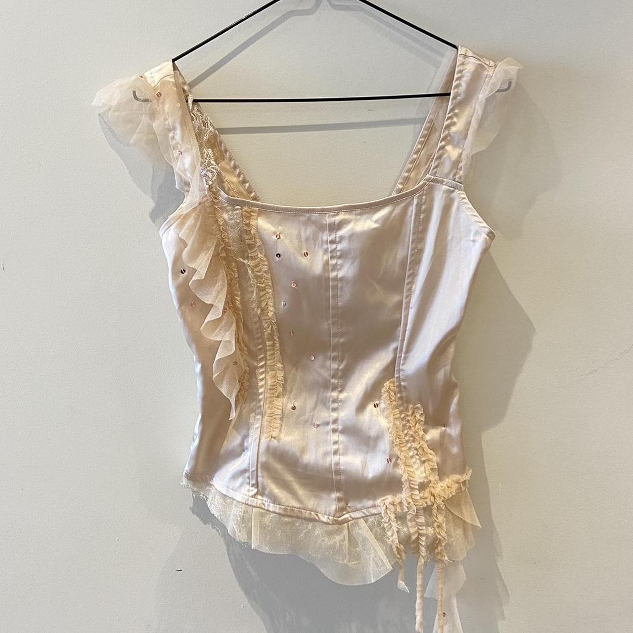 Insanely beautiful satin corset with exquisite lace... - Depop