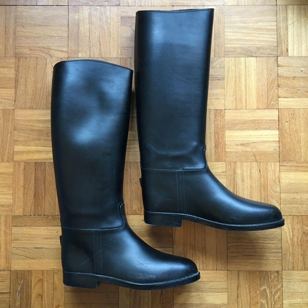 TOGGI Black Knee High Rubber Riding Boots Size Uk... Depop