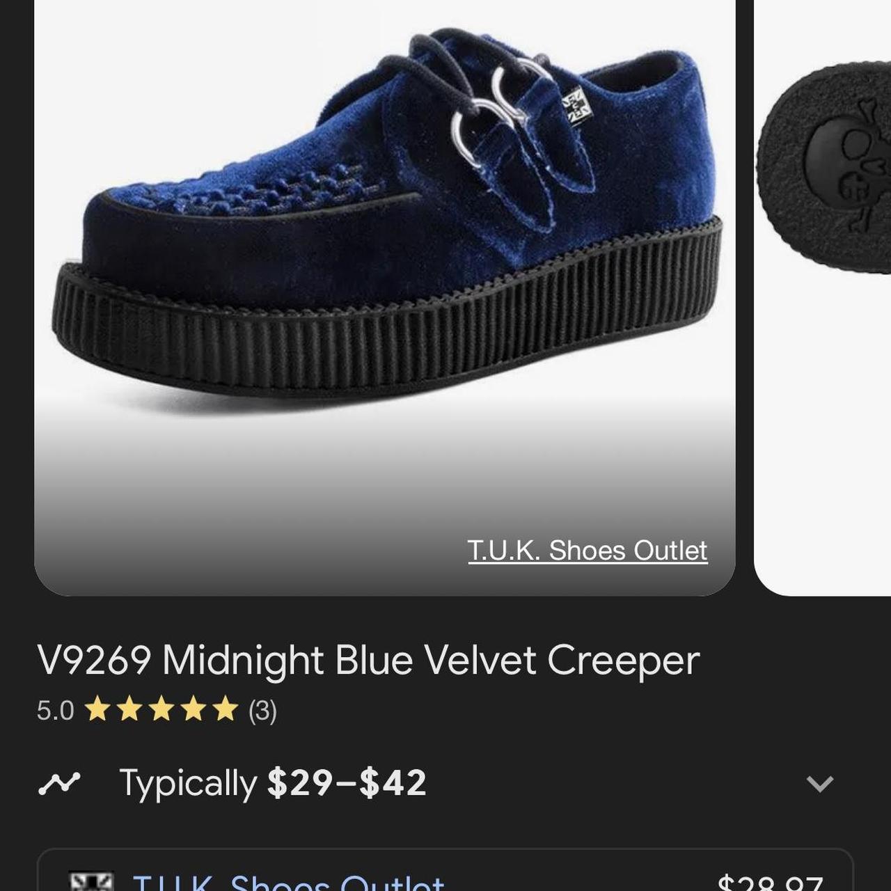 Midnight Blue Velvet Viva Low Sole Vegan Creepers – T.U.K. Footwear Outlet