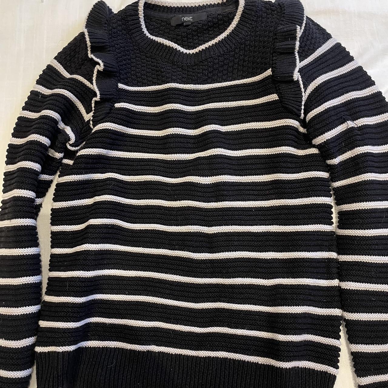 Next black and white striped jumper In excellent... - Depop