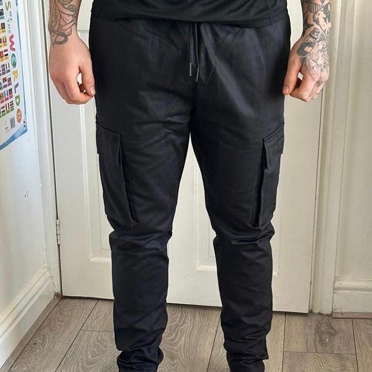 Black boohooMAN cargo pants black boohoo cargo... Depop
