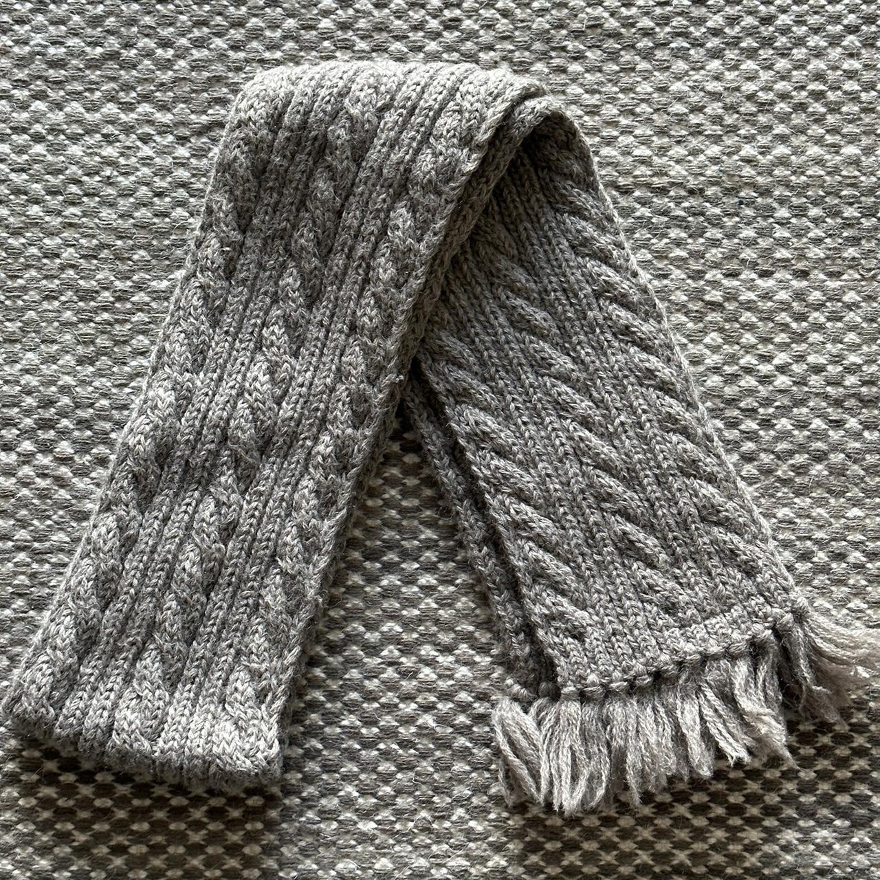 Inverallan Hand Knitters. Grey Scarf. Hand Knitted.... Depop