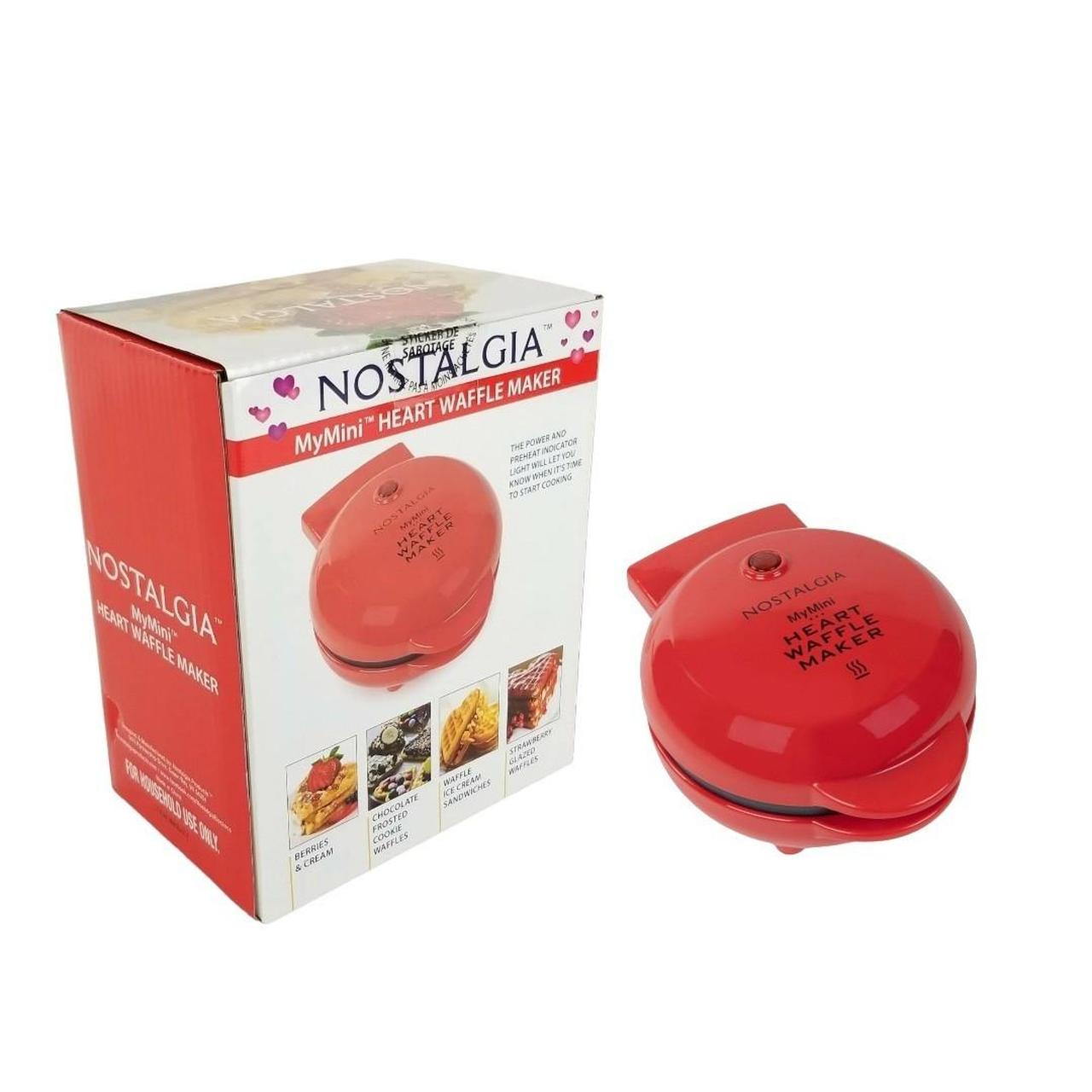 Nostalgia MyMini Personal Electric Waffle Heart Maker ,Red