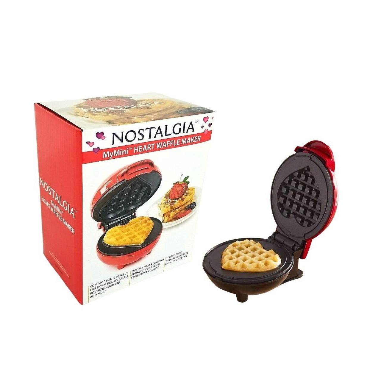 Nostalgia MyMini Personal Electric Waffle Heart Maker ,Red