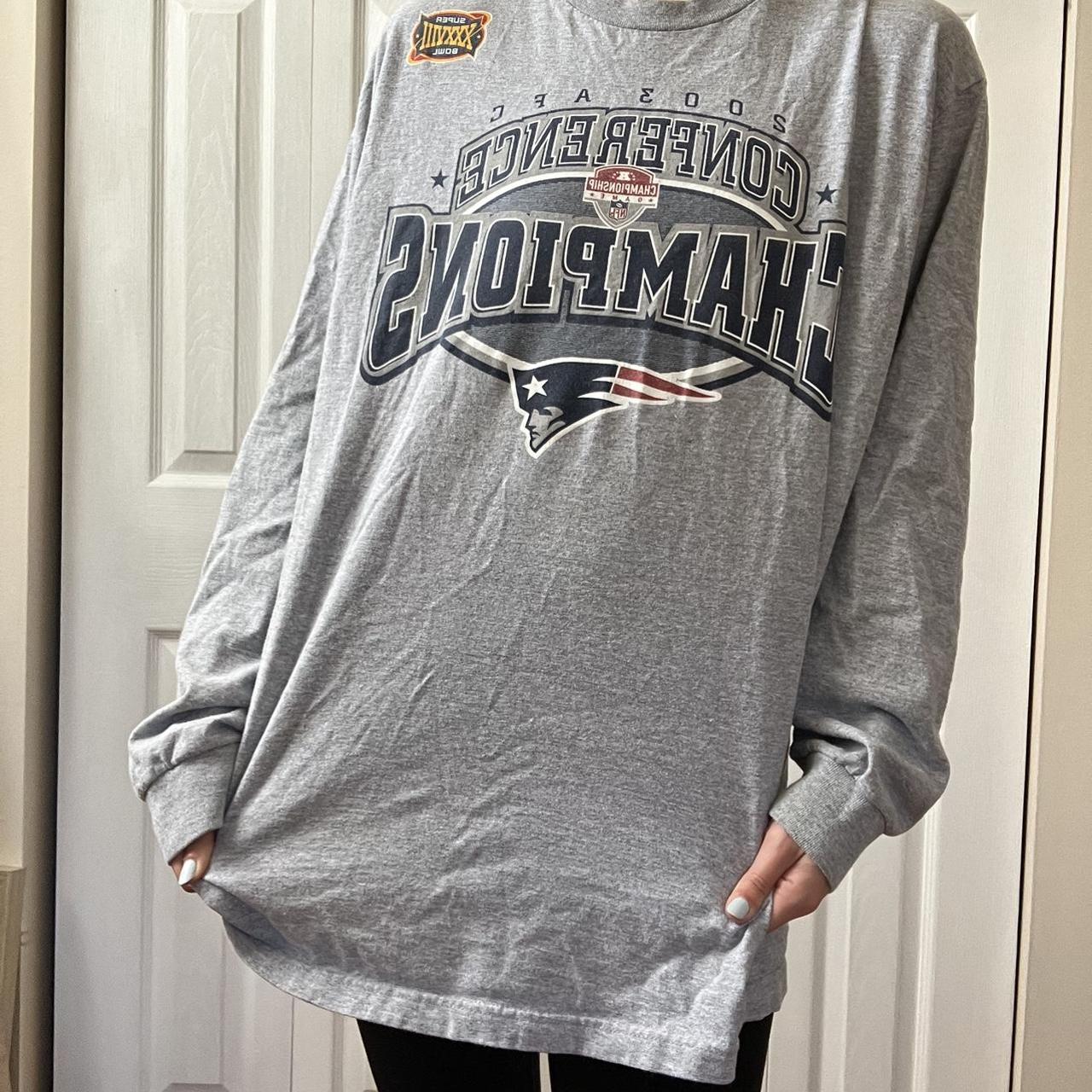 NFL Mens Large Gray New England Patriots Long Sleeve Shirt