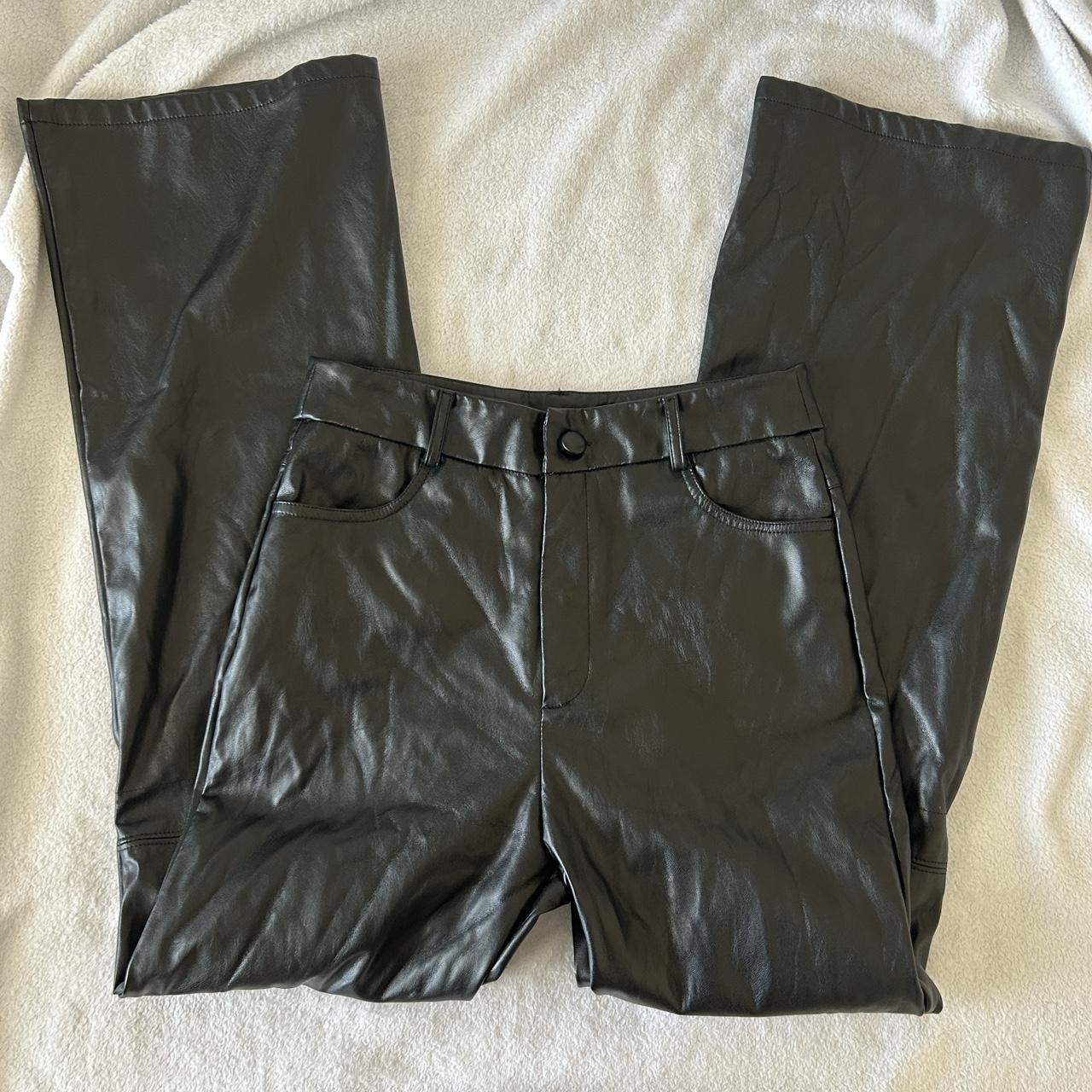 black shein faux leather pants! wore these once for... - Depop