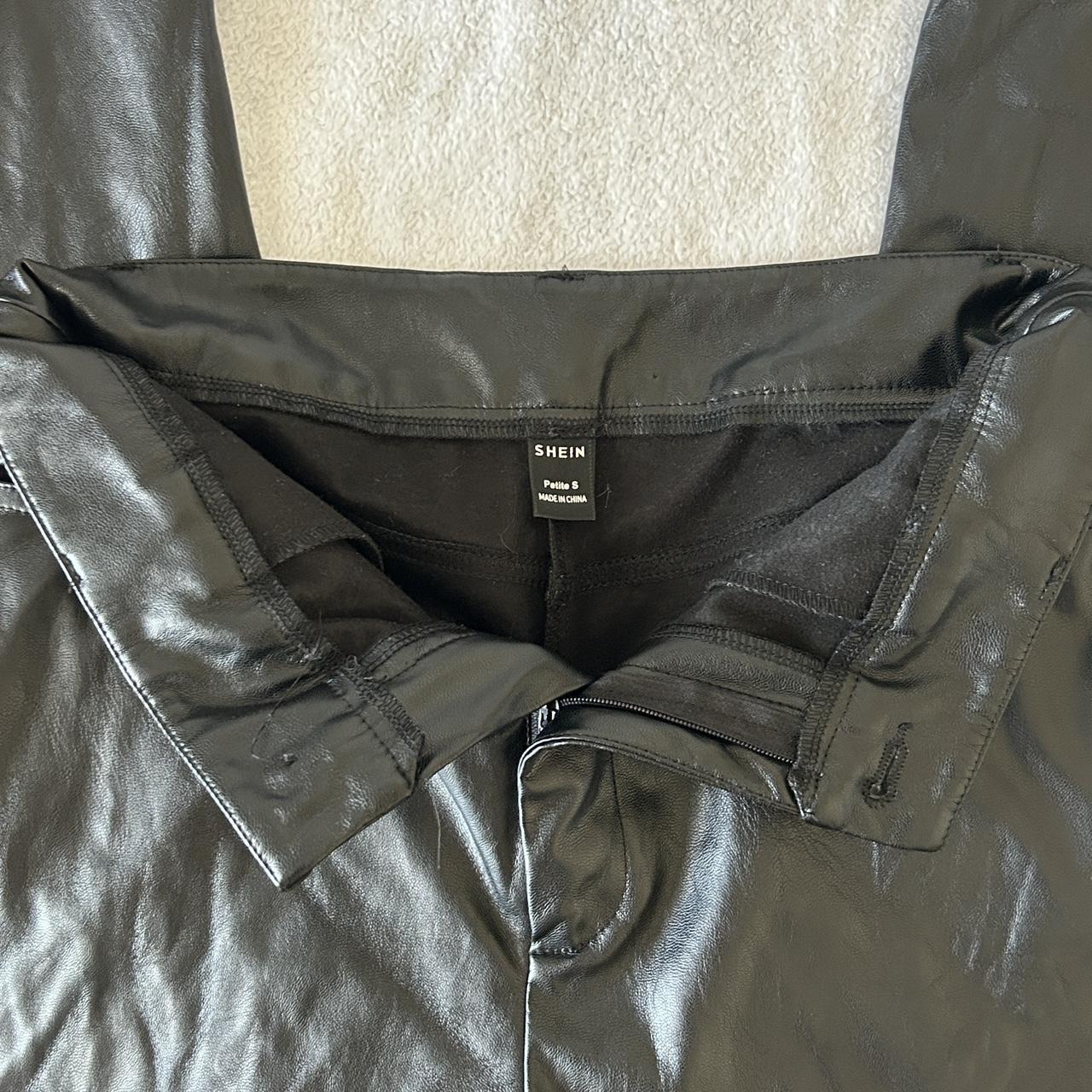 black shein faux leather pants! wore these once for... - Depop