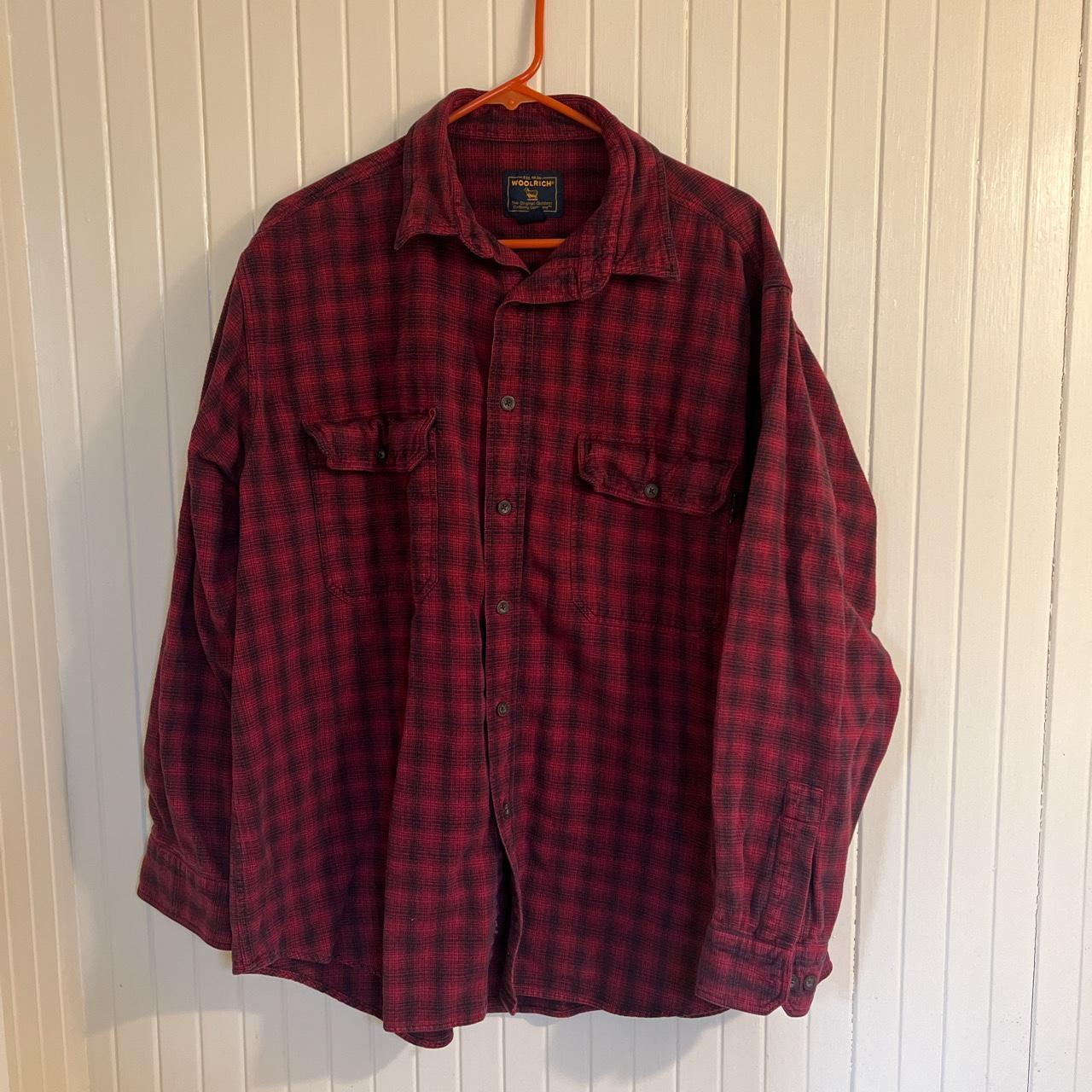 Woolrich Red Flannel Marked Men’s XL Slightly on the... - Depop