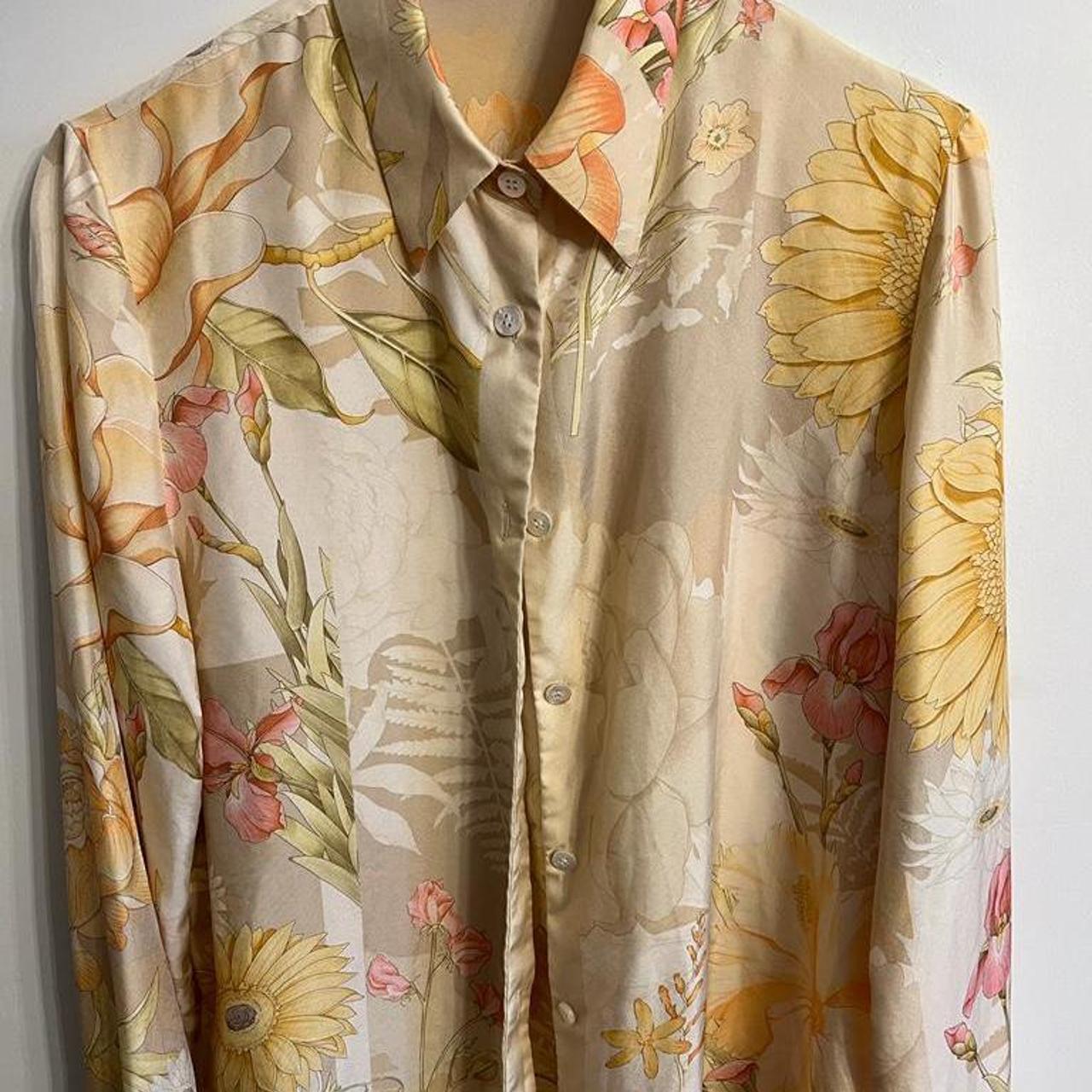 salvatore ferragamo: floral print button down shirt...