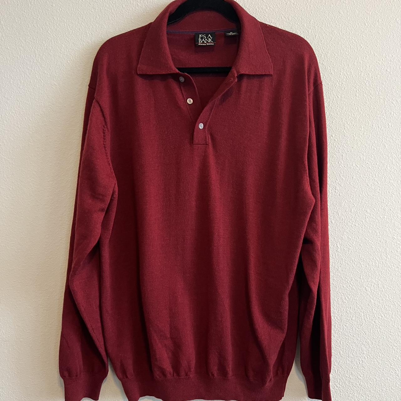 Burgundy Jos.A.Bank signature collection 100% Marino... - Depop