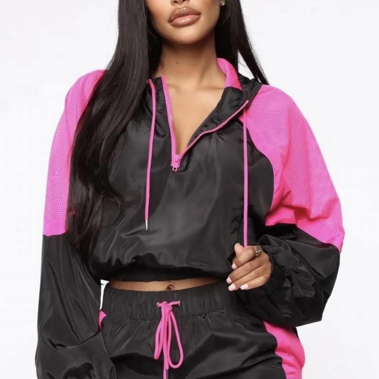 Brand Fashion Nova Pink Black Windbreaker. Depop