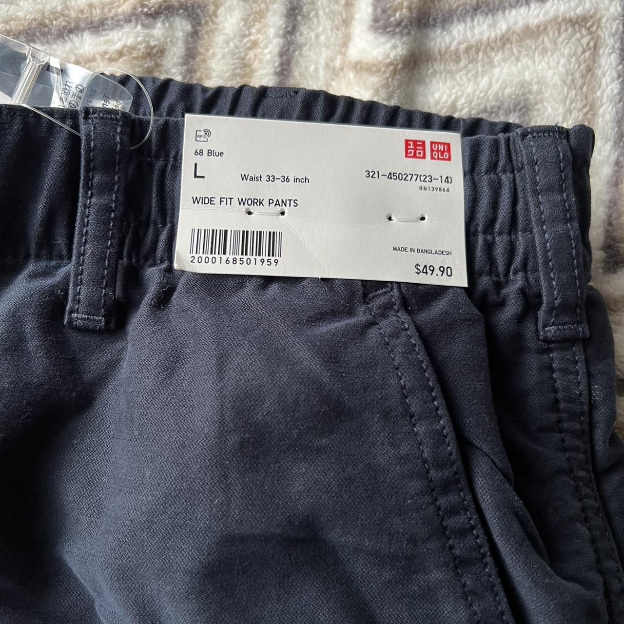 uniqlo wide fit work pants size large brand new... - Depop