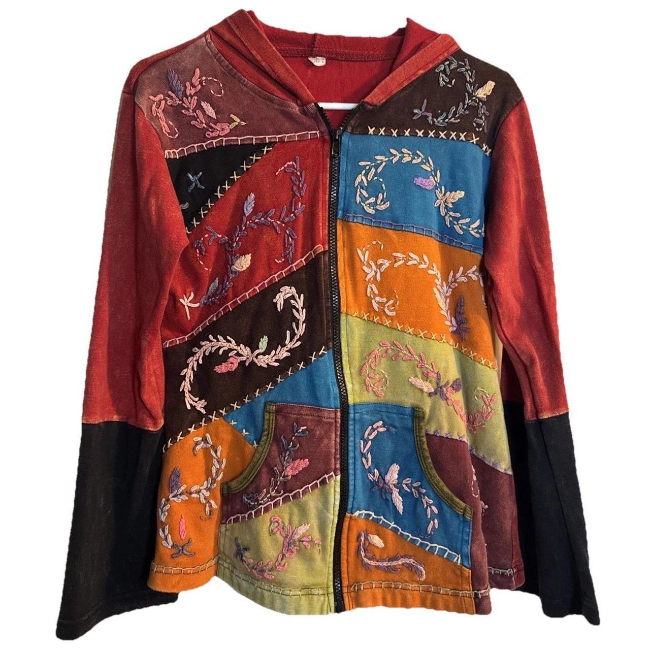 Women's Jacket - Multi - M – Boho Patchwork Embro… - image 1